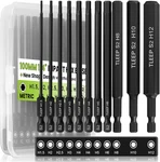 11pcs 4" Allen Wrench Drill Bit Set 1.5mm-12mm, 1/4" Hex Shank Long Metric He.... Fixed Price $23.86.