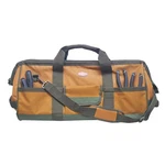 Bucket Boss 60024 Gatemouth 24 Tool Bag, Brown, Green 19 Pockets. Fixed Price $62.95.