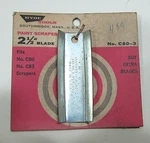 New Vintage 1950s Hyde Tools Southbridge Ma Usa 2.5" Paint Scraper Blade On Card. Fixed Price $15.00.