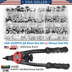 150 615x Stainless Steel Rivet Nut Kit Metric Rivnuts Nutsert Or Rivnut Tool. Fixed Price $91.92.