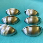 6 Pcs Brushed Nickel Cup Bin Pulls W/screws Drawer Cabinet Furniture Kitchen. Fixed Price $15.00.