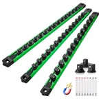 Reniteco Magnetic Socket Organizer Set, 3-piece 1/2" 3/8" 1/4" 3pc, Green. Fixed Price $41.66.