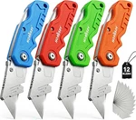 Horusdy 4-pack Folding Utility Knife Set, Heavy-duty Box Cutters With 12 Extra B. Fixed Price $13.49.