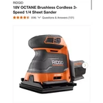 Ridgid 18v Brushless 3-speed 1/4 Sheet Sander Cordless R86064b. Fixed Price $65.00.