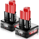 2pack 8.0ah Replacement Battery For Milwaukee M12 Lithium 12v With Lcd D. Fixed Price $72.99.