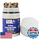 Drill America 15 Piece Cobalt Bit Set With Gold Finish In Round Case (1/16. Fixed Price $107.83.