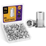 M6 Rivet Nut, 70pcs Metric 304 Stainless Steel Rivets Flat Head Rivnut Thread.... Fixed Price $15.23.