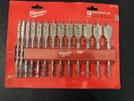 Milwaukee 48-27-1520 13pc Flat Spade Hole Wood Boring Bit Set High Speed Premium. Fixed Price $27.00.