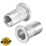 Uxcell #6-32 Rivet Nuts, Aluminum Alloy Knurled Flat Head, Silver, 50pcs. Fixed Price $20.00.