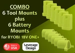 Combo! 6+6 Pack: Ryobi 18v One+ Tool And Battery Mounts / Holders Made In Usa. Fixed Price $18.99.