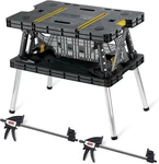 Keter Folding Work Table, Portable Workbench W/ 12" Clamps For Garage/wood Shop. Fixed Price $104.99.