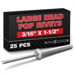25 Pcs Aluminum Long Rivets 3/16 X 1-1/2 Large Dome Head Grip Blind Rive.... Fixed Price $35.35.