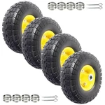 (4-pack) 4.10/3.50-4" Flat Free Tire And Wheel - 10 Inch Solid Rubber Tires. Fixed Price $75.89.