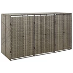 Triple Wheelie Bin Shed Gray 81.5"x31.5"x46.1" Poly Rattan. Fixed Price $319.10.