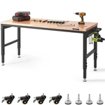 Adjustable Workbench 72x25" Heavy Duty 3000lb W/ Wheels & Power Outlets. Fixed Price $474.99.