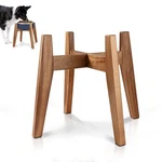 Solid Acacia Wood Elevated Dog Bowl Stand Single Raised Holder 11" Tall. Fixed Price $59.07.