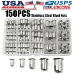 150pcs Rivet Nuts Stainless Steel Threaded Insert Nut Nutsert Rivnuts Flat Head. Fixed Price $21.97.