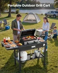 Vevor Outdoor Grill Cart, Foldable Bbq Prep Table With Tissue Holder, Hooks, Whe. Fixed Price $154.90.