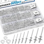 Smseace 600pcs Stainless Steel Rivets With Washer Assortment Kit Silver. Fixed Price $42.52.
