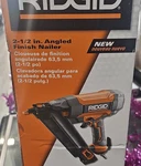 Ridgid Angled Finish Nailer 2-1/2 In Pneumatic Tool Orange Gray Black. Fixed Price $145.38.