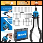 Heavy Duty Rivet Gun Kit 1/4" With 210 Blind Rivets & 5 Nosepieces For Metal, Gu. Fixed Price $59.99.