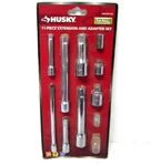 Husky Extension And Adapter Set (9-piece) 1/4"-3/8"-1/2 Missing 2 Small Adapters. Fixed Price $10.67.