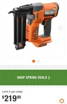 Ridgid 18v Brushless Cordless 18 Ga 2-1/8 In. Brad Nailer Clean Drive Tool Only. Fixed Price $149.79.