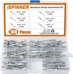 100pcs 6 Sizes Aluminum Blind Rivets, Pop Rivets Assortment Kit 3/16" X (5/16" 3. Fixed Price $20.95.