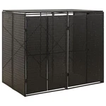 Double Wheelie Bin Shed Black 55.1"x31.5"x46.1" Poly Rattan. Fixed Price $246.62.