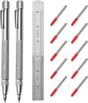 2 Pack Tungsten Carbide Tip Scriber Tool With 10 Refills 1 Ruler, Metal Scribe S. Fixed Price $15.22.