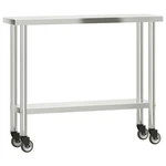 Kitchen Work Table With Wheels Workbench Food Prep Top Stainless Steel Vidaxl. Fixed Price $117.99.