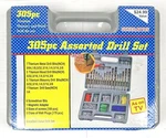 305 Piece Assorted Drill Set W/bits, Screws, And Wall Plugs + Carrying Case. Fixed Price $8.99.