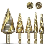 Bestwork Four Spiral Flute Step Drill Bit Set, 5pcs 1/8"-1-3/8" High-speed.... Fixed Price $38.82.