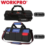 Workpro 18" Tool Bag Zipper Top Organizer Case Wide Mouth Open Black/blue. Fixed Price $20.99.