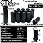 20x Black 2" Tall 1/2-20 Spline Tuner Wheel Lug Nut+key Jeep Dodge Jaguar &more. Fixed Price $25.29.