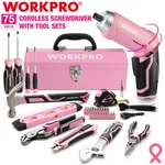 Workpro 75pieces Pink Tools Set 3.7v Rotatable Cordless Screwdriver Tool Kit New. Fixed Price $73.99.