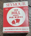 Vintage Seymour Manufacturing Seymour, In Hill Pattern Box Of Copper Pig Rings. Fixed Price $14.99.