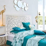 Victoria Hand Carved Mandala Wall Mount Wood Bed Headboard. Fixed Price $1738.80.
