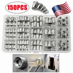 150pcs Rivet Nuts Kit Stainless Steel Flat Head Threaded Insert Nutsert Set Us. Fixed Price $18.59.