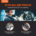 Vevor 25-piece Ball Joint Press Kit C-press Tool For Removing & Installing. Fixed Price $108.99.