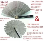 Feeler Gauge Cta 25 Blade Set A314 And 17 Mini A322 2 Packs Lot. Fixed Price $11.87.