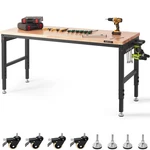 Adjustable Workbench, 72" L X 25" W Garage Worktable With Universal Wheels, 28-3. Fixed Price $493.54.