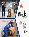 Vevor 2-in-1 Folding Hand Truck, 500lb 4-wheel Dolly, Convertible Cart. Fixed Price $82.99.