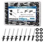Smseace 140pcs 3/16" X 1/2" Black Pop Rivets With 304 3/16"x1/2",. Fixed Price $14.07.