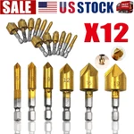 12 Chamfer Countersink Deburring Drill Bit Set Crosshole Cutting Metal Tool Kit. Fixed Price $7.34.