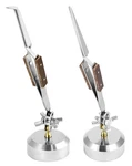 Qwork Third Hand Tweezers, 2 Pack (straight Curved & Straight - Pcs, Silver. Fixed Price $24.32.