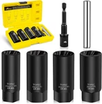 Topec 6pcs Deep Lug Nut Removal Tool, 1/2" Drive Extractor Set, 17,19.... Fixed Price $36.30.