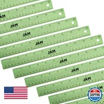 Jam Paper 12 Pack Aluminum Rulers Inch Metal Ruler Lime Green Non-skid Cork B. Fixed Price $91.07.