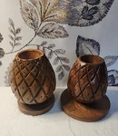 Vintage Rosas Manila Wood Pineapple Toothpick Holders Tiki Mcm Set Of 2. Fixed Price $18.99.
