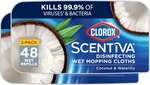 2x Clorox Scentiva Disinfecting Wet Mop Cloths Coconut And Waterlilly 24 Refils. Fixed Price $19.88.